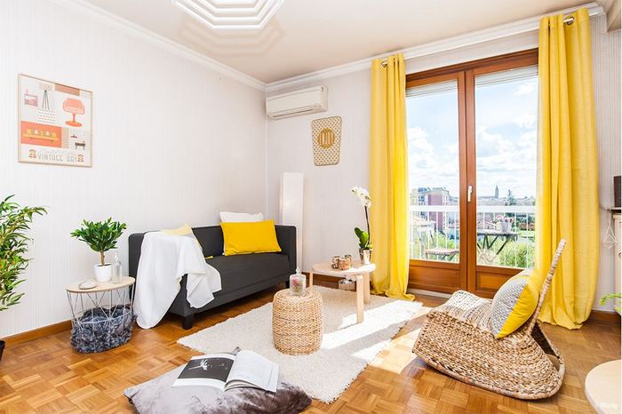 Séjour de l'appartement T3 du quartier de Falguières, après home staging